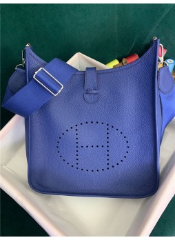 Her.mes Evelyne III PM Bag Clemence Leather In Royal Blue High